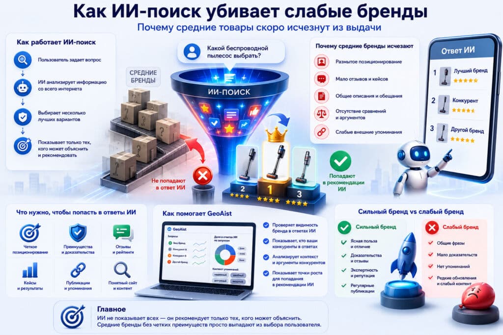 Как ИИ-поиск убивает слабые бренды: почему средние товары скоро исчезнут из выдачи