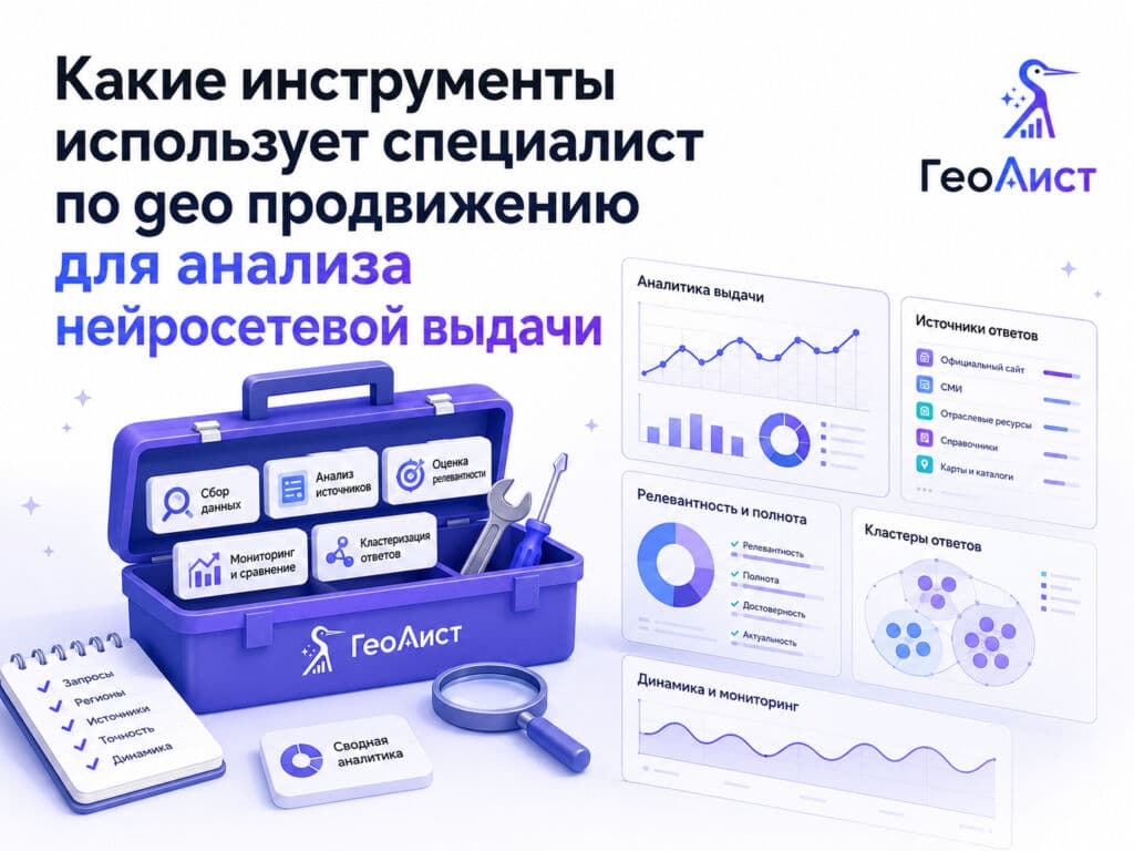 Какие инструменты использует специалист по geo продвижению для анализа нейросетевой выдачи