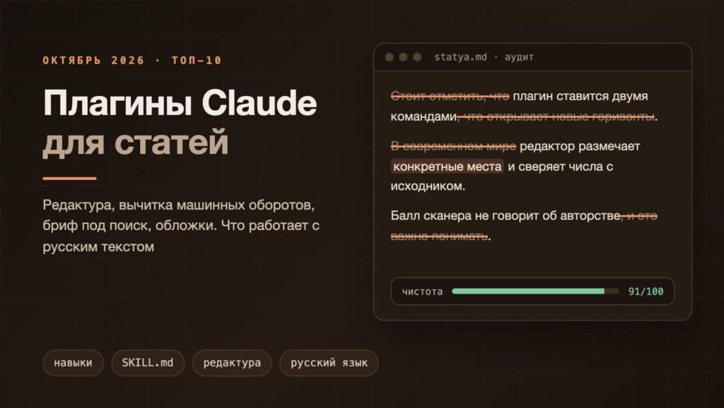 Плагины Claude для текстов: десять навыков для авторов статей, октябрь 2026